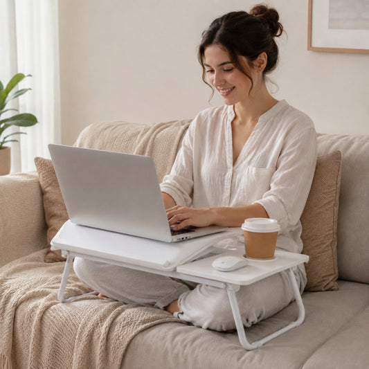 Table Pliante pour Ordinateur Portable avec Porte-Gobelet