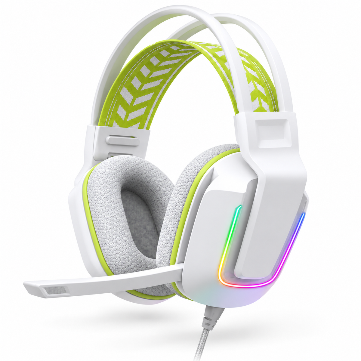 Casque Gamer Filaire RGB avec Micro – Blanc