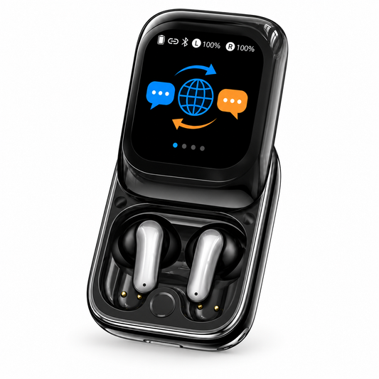 Écouteurs Traducteurs Bluetooth 6.0 avec Écran Tactile
