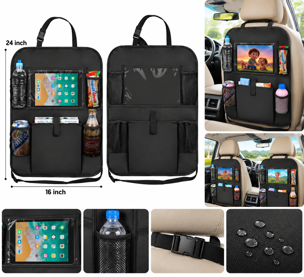 Organisateur de Siège Arrière avec Support Tablette Tactile