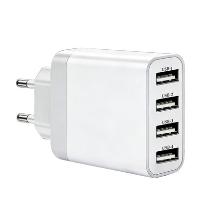 Adaptateur Secteur 4 Ports USB-A avec Prise Européenne