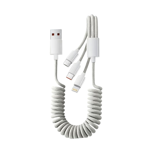 Câble de Charge 3-en-1 Spiralé Multi-Connecteurs