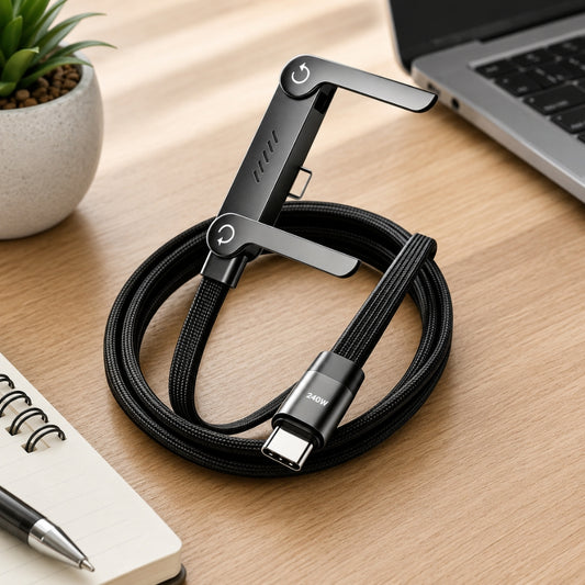 Câble USB-C 240W avec Support Téléphone Pliable
