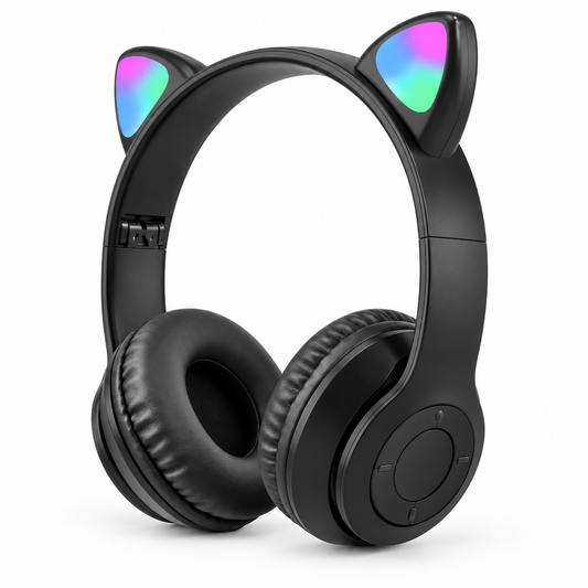 Casque Sans Fil Lumineux avec Oreilles de Chat