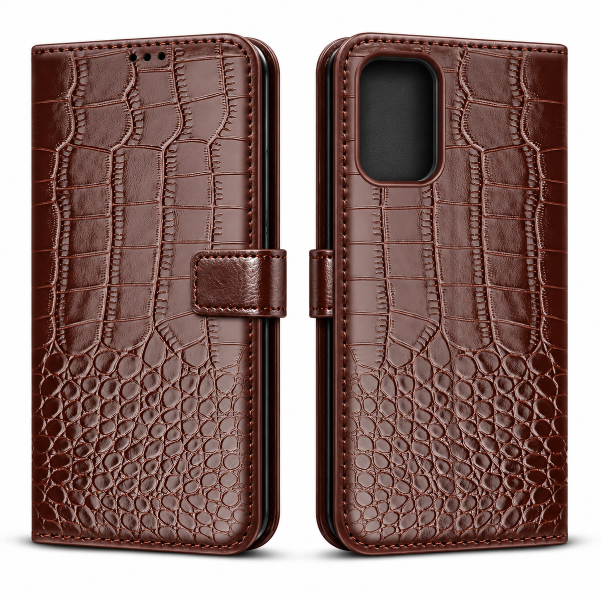 Étui Portefeuille à Rabat Effet Crocodile