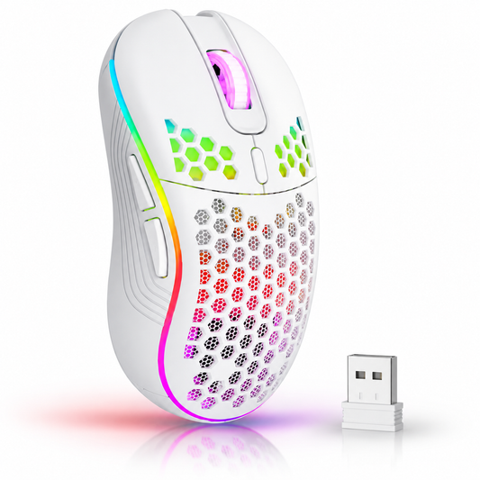 Souris Gaming Sans Fil Rechargeable avec Éclairage RVB