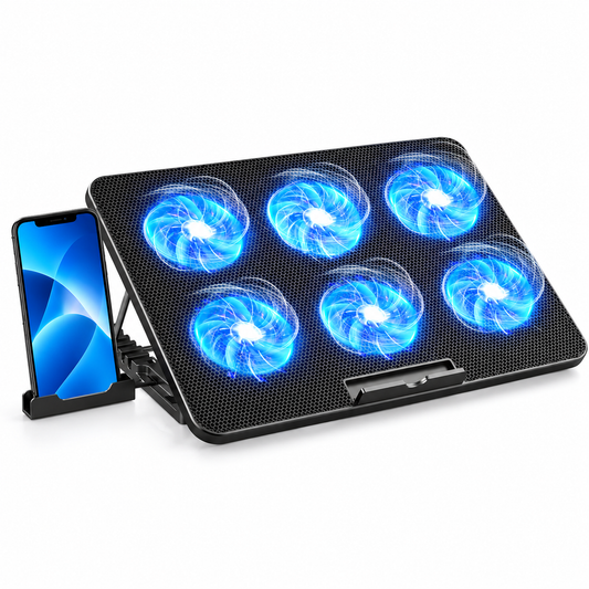 Support Refroidisseur à 6 Ventilateurs pour Ordinateur Portable