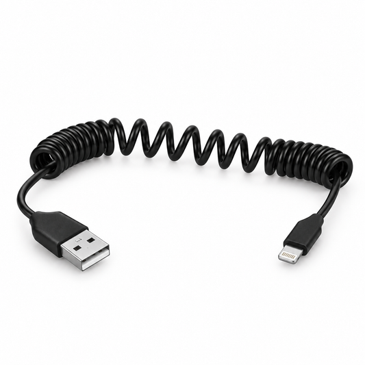Câble Spiralé Extensible USB-A vers Connecteur Lightning